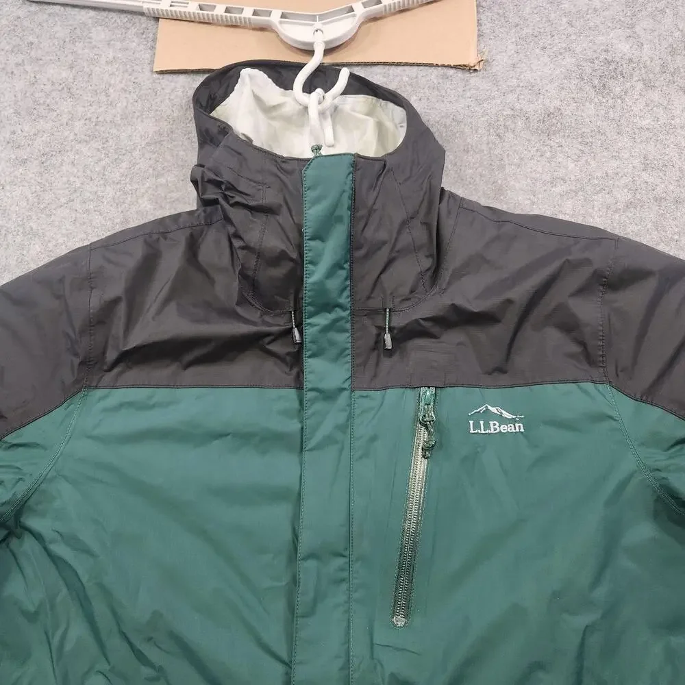 LL Bean Jacket Mens‎ Large Green TEK 2 Waterproof Hooded PrimaLoft Outdoor Coat